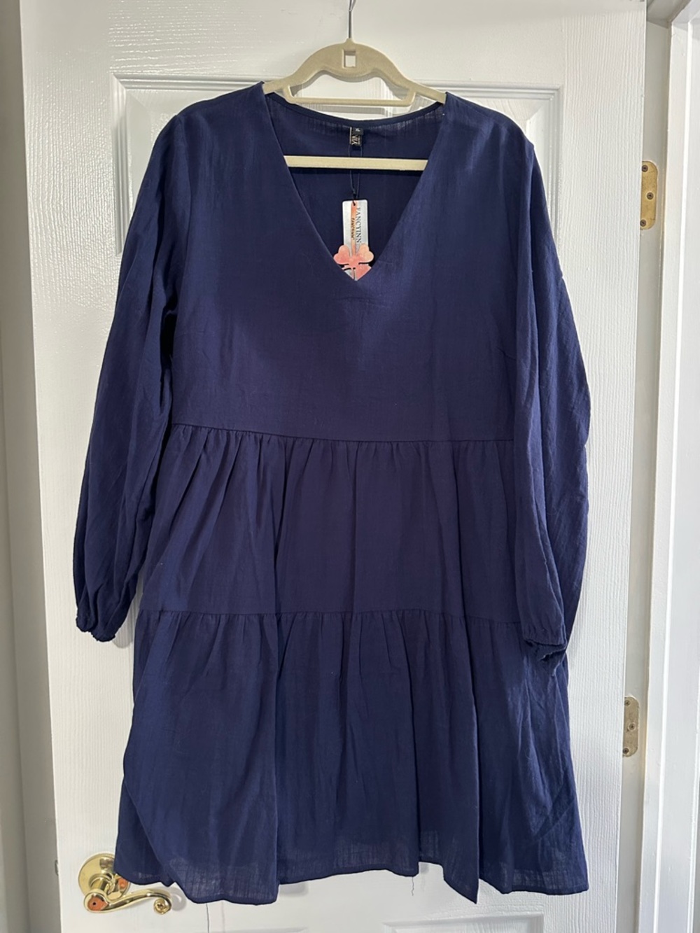 Fancyinn Deep Purple V-Neck Tiered Dress